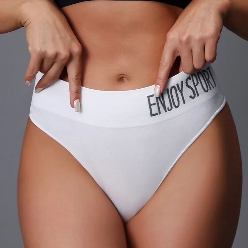 Meet'r  Women’s Sexy Seamless Panties Underwear Oversize Lingerie Sport Thong Mid Waist Letter Wide Waistband Fitness Briefs