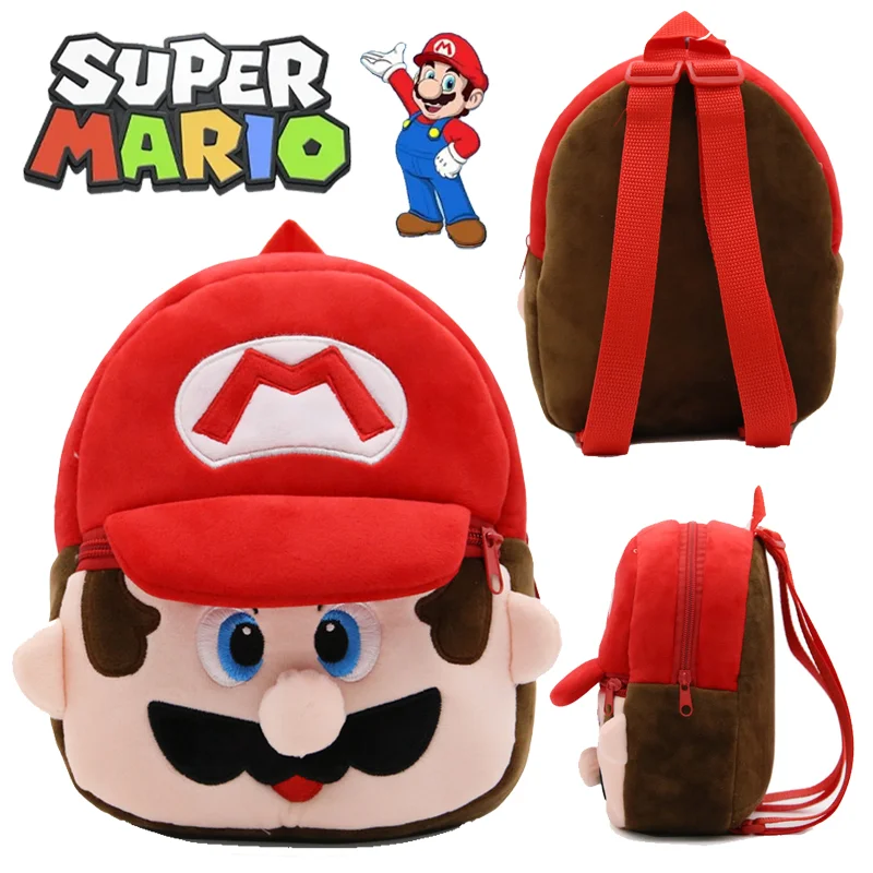 Super Mario Bros Children's Backpack Cartoon Plush Kindergarten Schoolbag Portable Travel Storage Bag Boys Girls Birthday Gifts