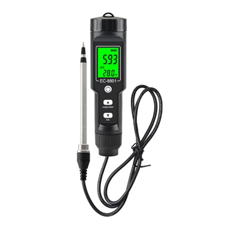 New-Digital EC/Temp Soil Tester 0.00-10.00MS/Cm Conductivity Meter Waterproof Sensor Analyzer For Planting Garden Outdoor