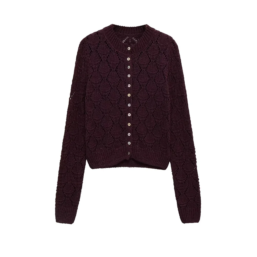 

Новая женская мода в европейском и американском стиле, простая жаккардовая сетчатая вязаная куртка