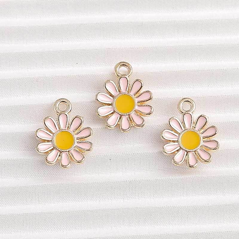 10 stücke 11x15mm niedliche bunte Emaille Blume Charms Anhänger für DIY Tropfen Ohrringe Halsketten Armbänder Schmuck machen Accessoires – Detail 8