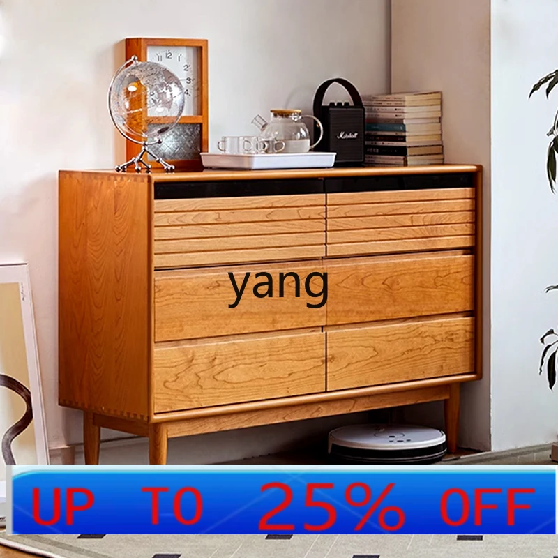 

lmm Solid Wood Six-Drawer Cabinet Bedroom Storage Japanese Style Small Apartment Cherry Wood Drawer Cabinet