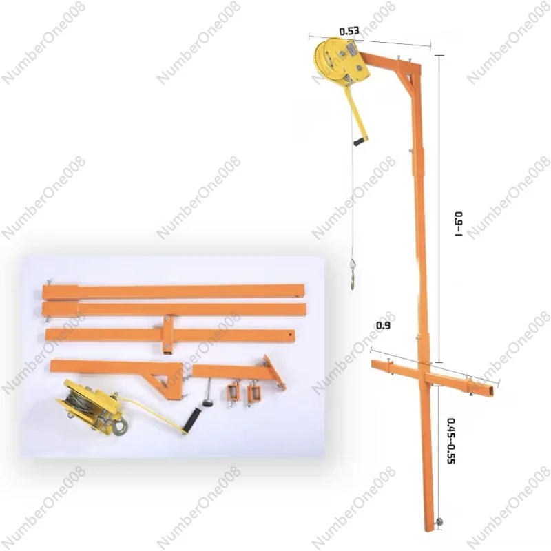 

1200 lb Manual Stainless steel, outside installation lifting crane, folding, self-locking manual winch assembly air conditioner