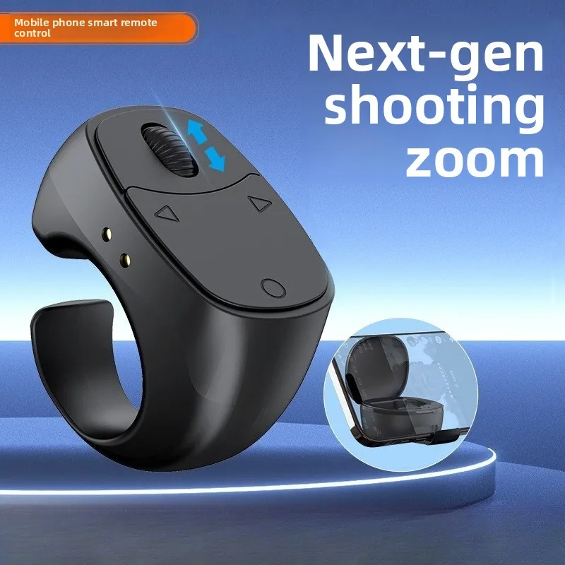 Remote Control Wireless Bluetooth Roller Fingertip Ring Portable Mobile Selfie Mice Video Automatic Page Turner Browsing Ring