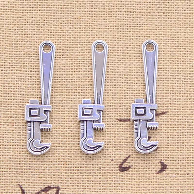 20pcs Charms Tools Wrench Spanner 32x8mm Antique Silver Color Pendants DIY Crafts Making Findings Handmade Tibetan Jewelry