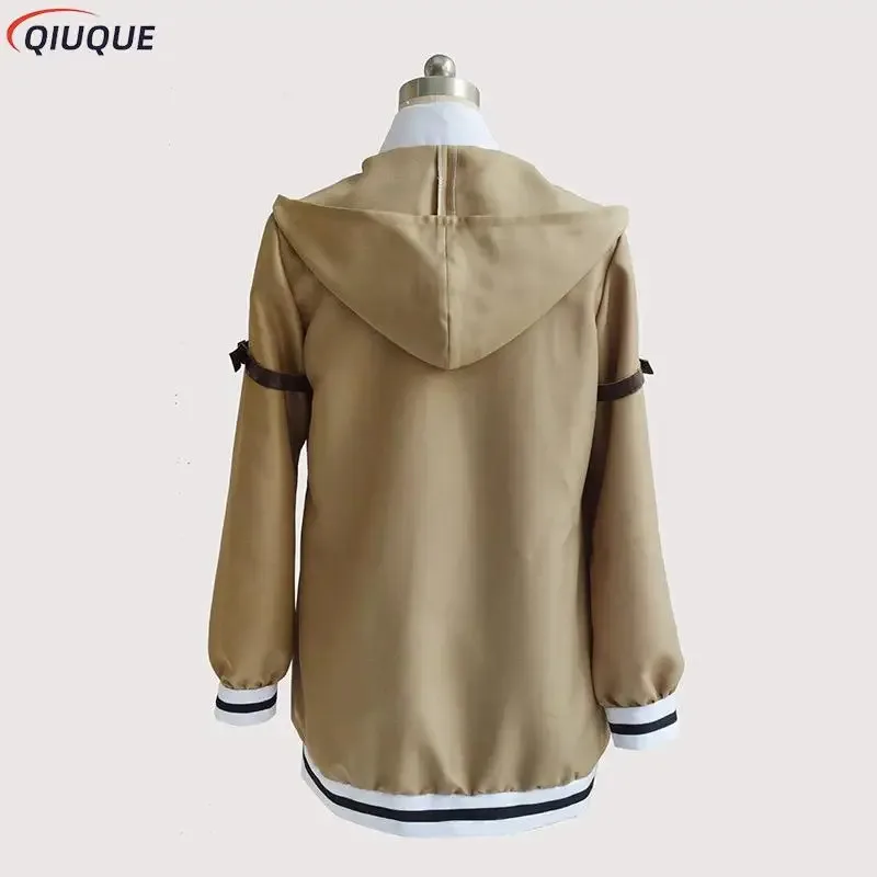 Disfraz de Cosplay de Steins Gate, juego de Anime japonés, uniformes Kurisu Makise, conjunto completo de abrigo, camisa, corbata, falda, hecho a medida