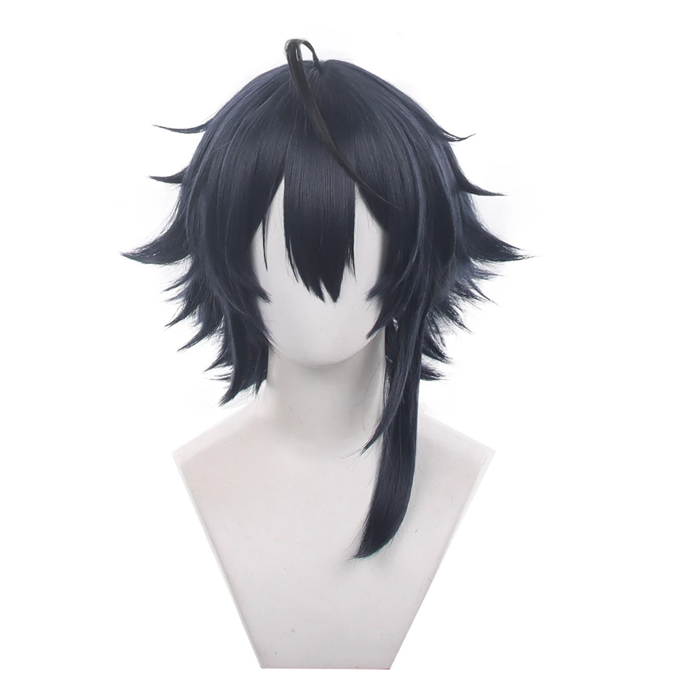 Vigil Arknights Cosplay Wig Black Grey Short Layered Heat Resistant Synthetic Hair Simulation Scalp Halloween Costume Wig