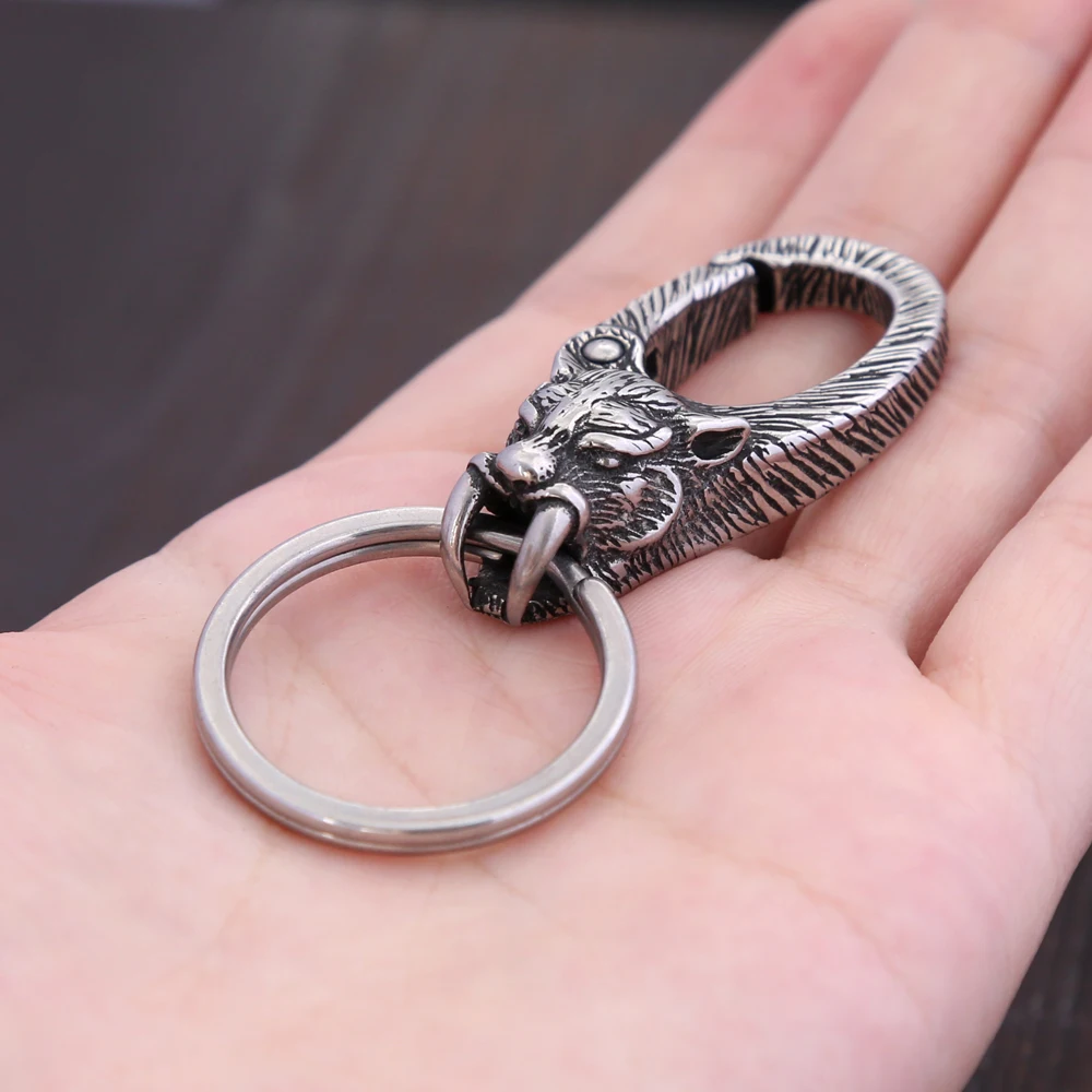 Retro Creativity Nordic Viking Animal Keychain Punk Stainless Steel Unique Accessories for Men Fashion Jewelry Gift Wholesale