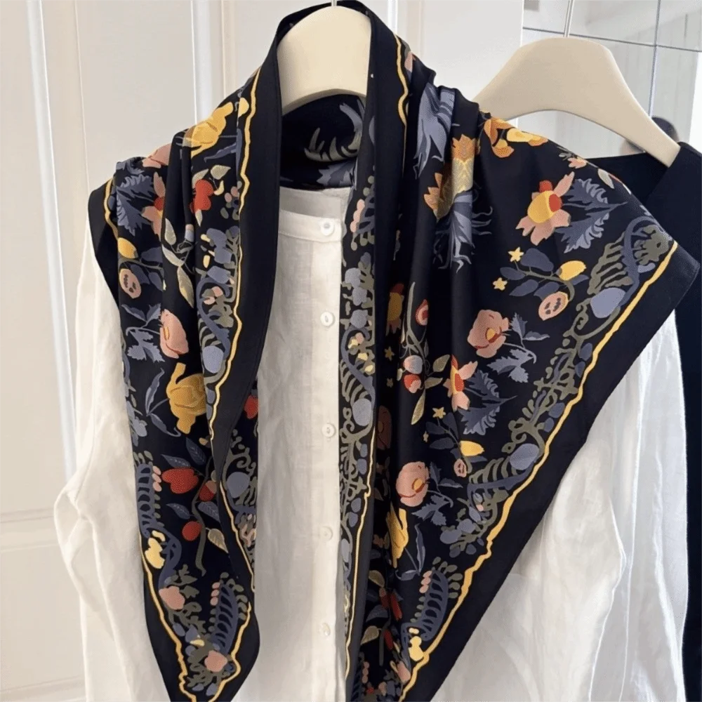 Luxury Imitation Silk Floral Triangle Scarf Floral Print Polka Dot Waist Belt Polyester Elegant Women's Necktie Skirts