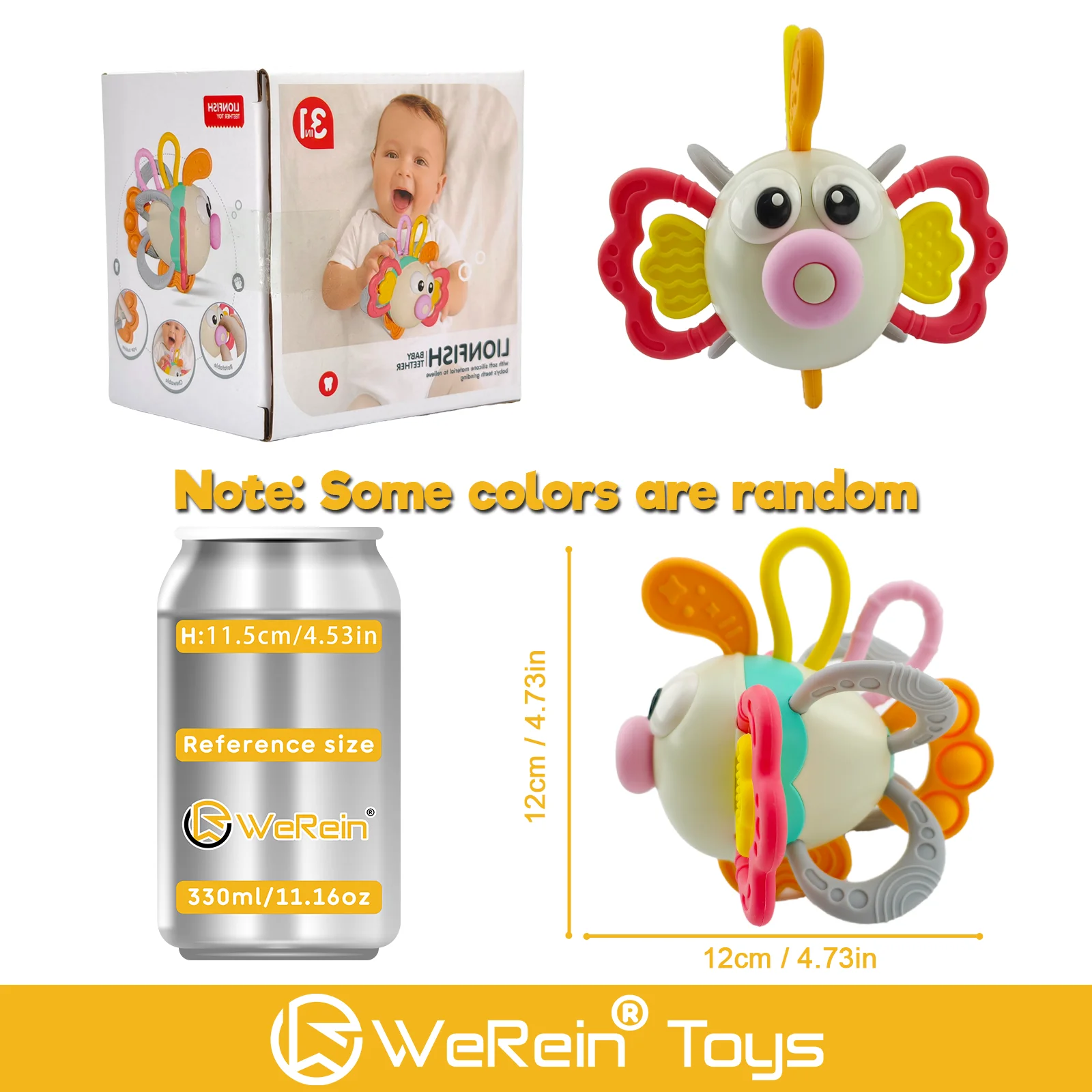 0-3개월 아기 사자 물고기 모양 귀여운 부드러운 실리콘 치발기 손잡이 공 유아용