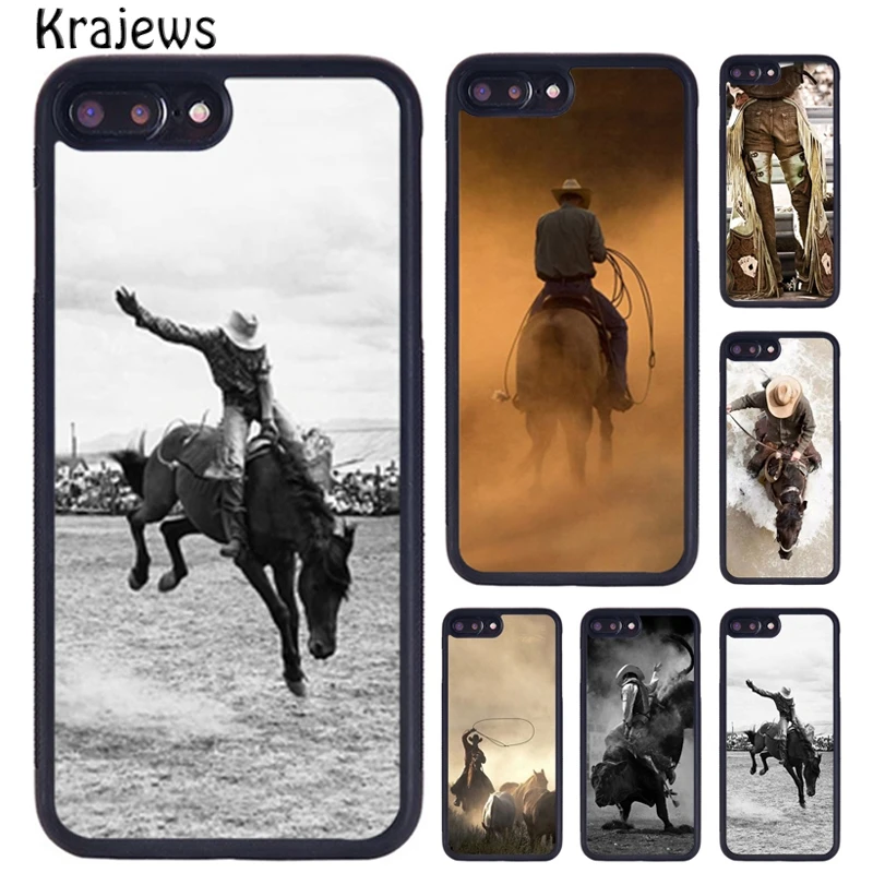 Krajews Rodeo Cowboy Lasso TPU Phone Case For iPhone 16 15 14 X XR XS 11 12 mini 13 Pro MAX Plus cover shell coque