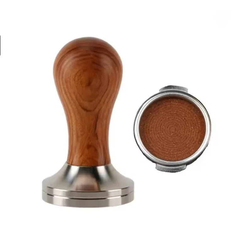 Coffee Press Powder Hammer Solid Wood Handle 304 Stainless Steel Press Powder Cloth Powder Coffee Machine Special Accessories