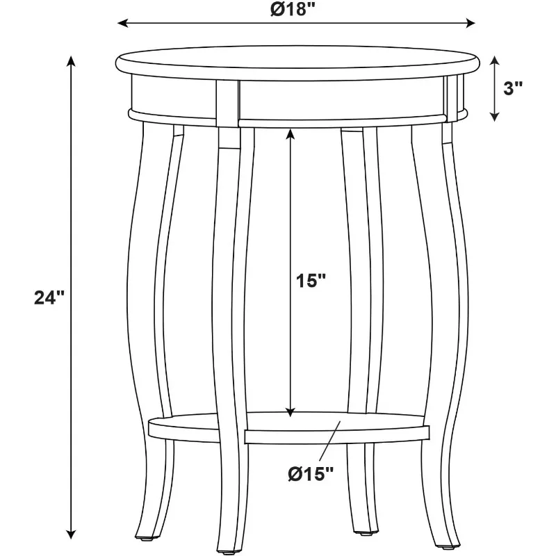 Table ronde à étagères Hazelnut, 18 po L x 18 po L x 24 po H