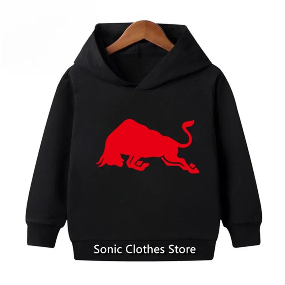 2024 Fashion Red Bull Hoodie Kids Clothes Girls Clothing Jersey Baby Boys Clothes Autumn Warm Sweatshirt Children Tops