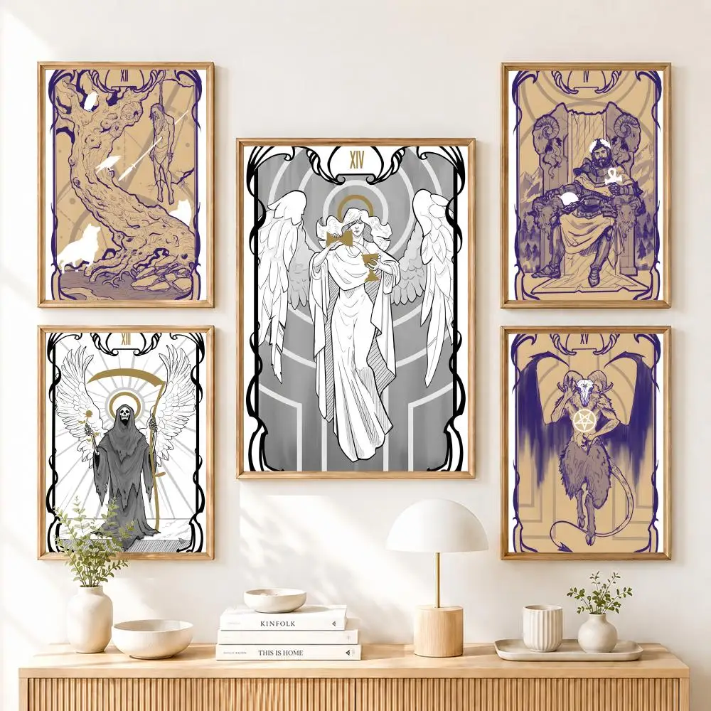 A-Angel und Teufel Pokerkarten Gemälde Kalligrafie Poster und Drucke Kunstdrucke Wohndekor Kunstgeschenke