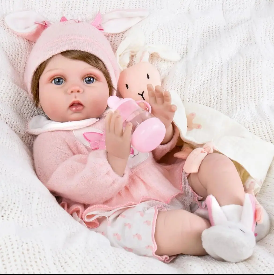 22inch Newborn Reborn Baby Doll Super-Cute, Silky Skin, True-to-Life Expression, Children’s Growth Buddy, Ideal Birthday Gifts