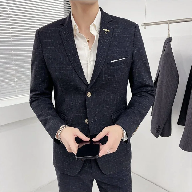 Traje De Hombre Elegante (Blazer+ Vest + Pants) Men\'s Fashion Business Korean Wedding Casual Business Wear Elegant Man Suit