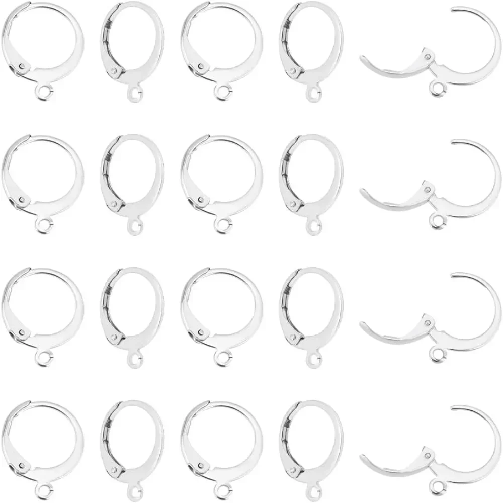 100pcs Leverback Earring Hooks Stainless Steel Leverback Earring Findings French Earwires with Hoop Huggie Hoop Earrings Finding