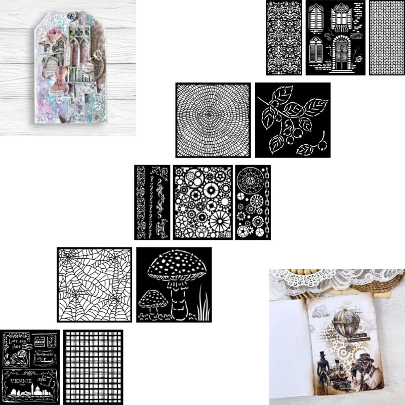 Gears Pattern Mechanisms Above The Clouds Metal Cutting Stencil Scrapbook Diary Decoration Stencil Embossing Template DIY Greet