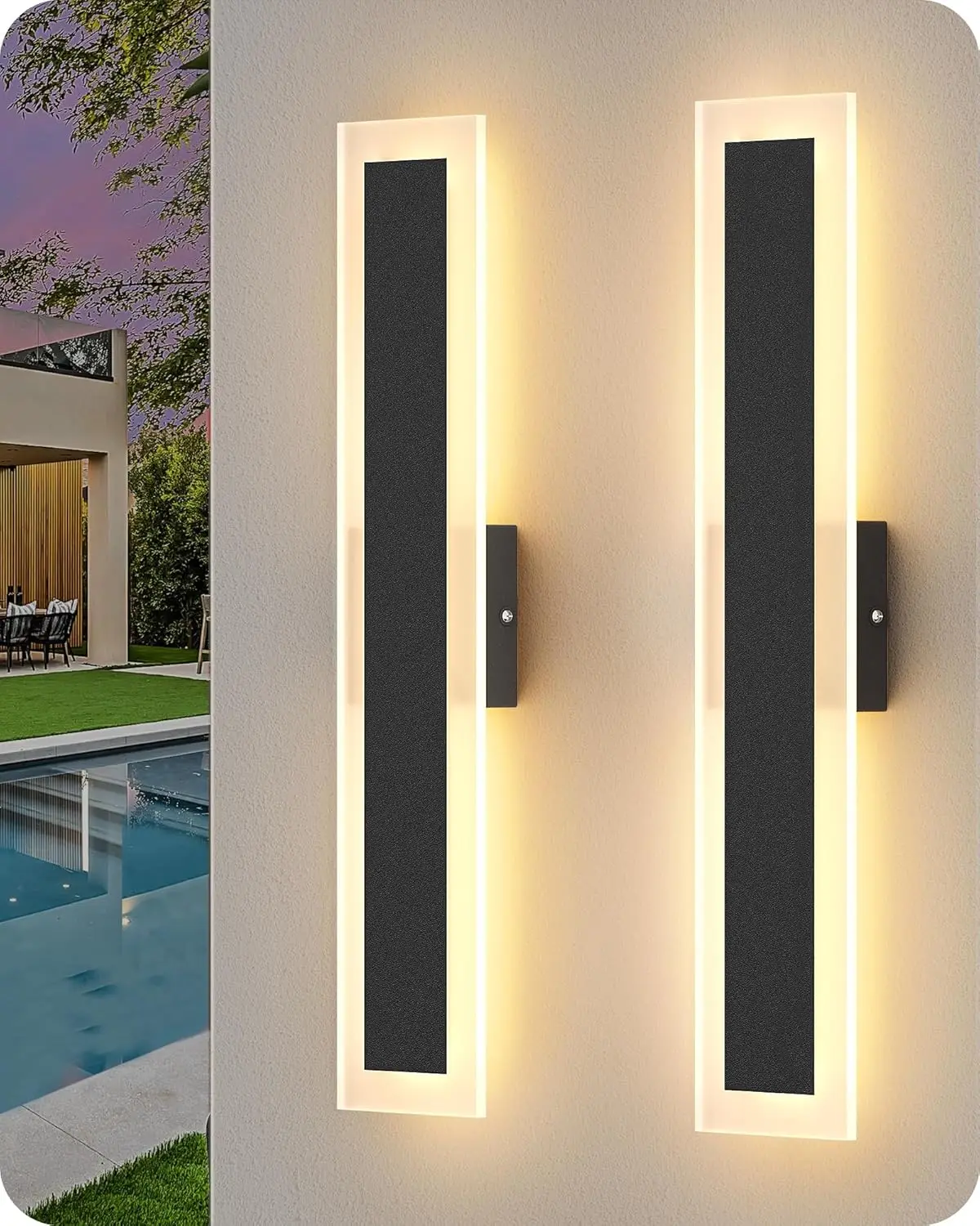 

Наружные настенные светильники, комплект из 2 длинных наружных светильников, настенное бра IP65, водонепроницаемое, светильник на переднем крыльце для гаража