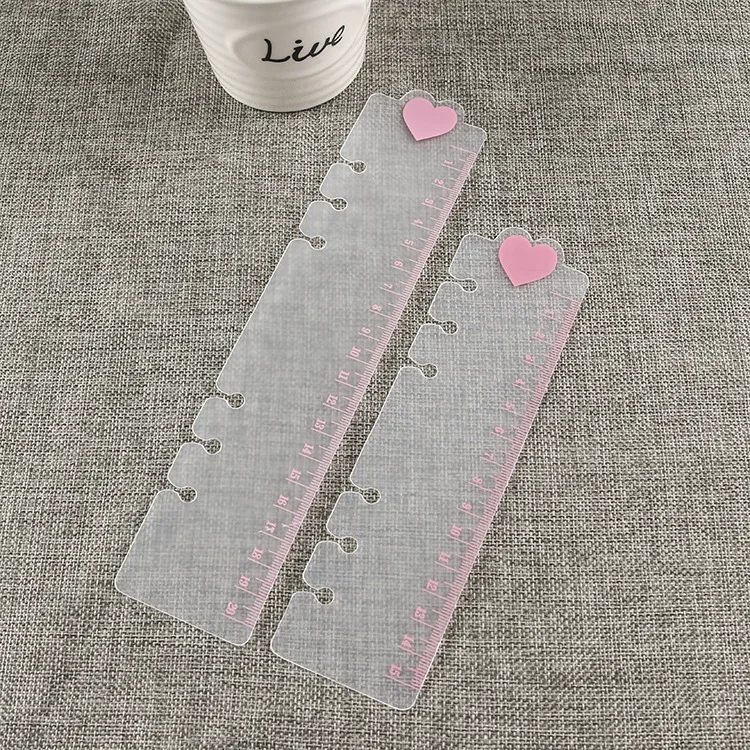 2pcs A5 A6 Heart Bookmark Ruler Pink Girl Cute Loose Leaf Journal Ruler Practical Notebook Accessories Set