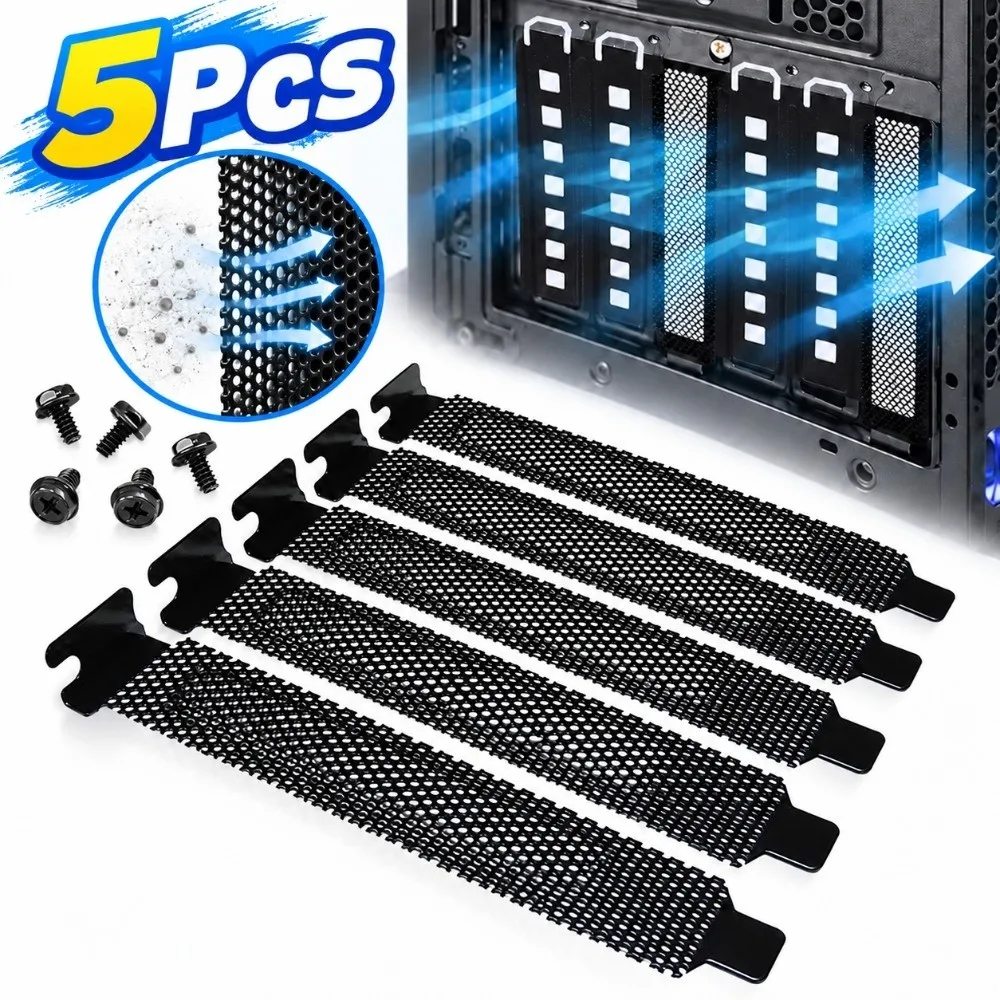 New Hard Steel PCI Slot Cover With Screws Plug-In Case Blanking Plate Black Expansion Slot Cover
