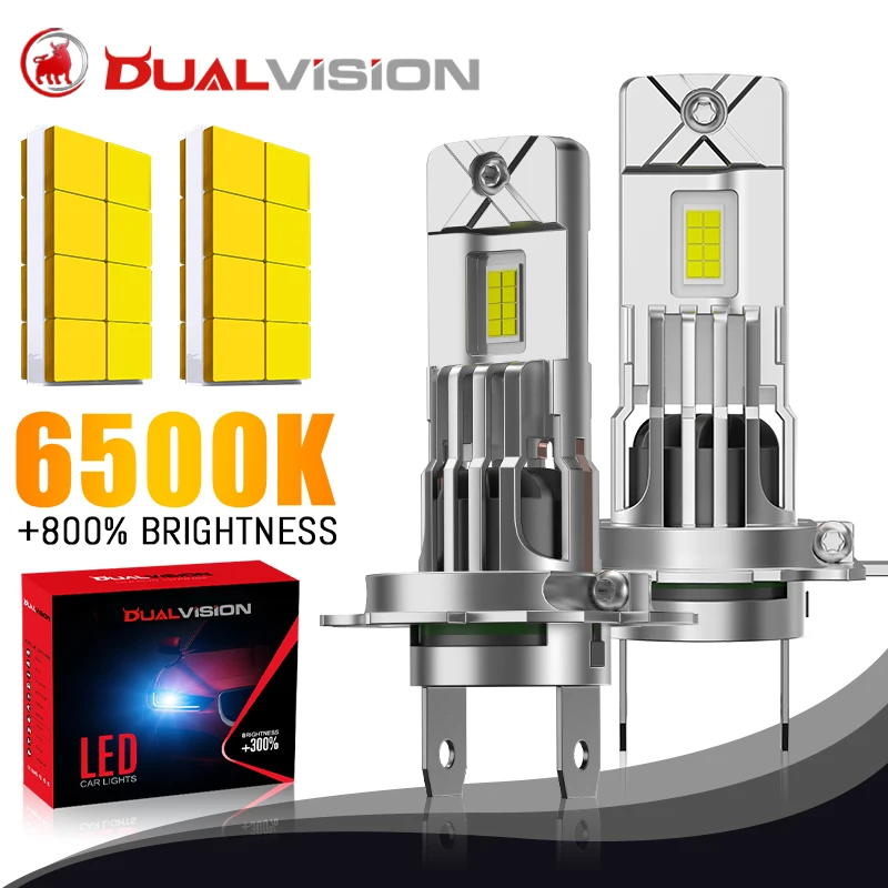 

Dualvision 2x H7 Светодиодные лампы Canbus Бесплатно 1:1, мини-размер, дальний ближний свет, беспроводной, супер яркий, 6500K, белый, H4, автомобильные фары 12 В