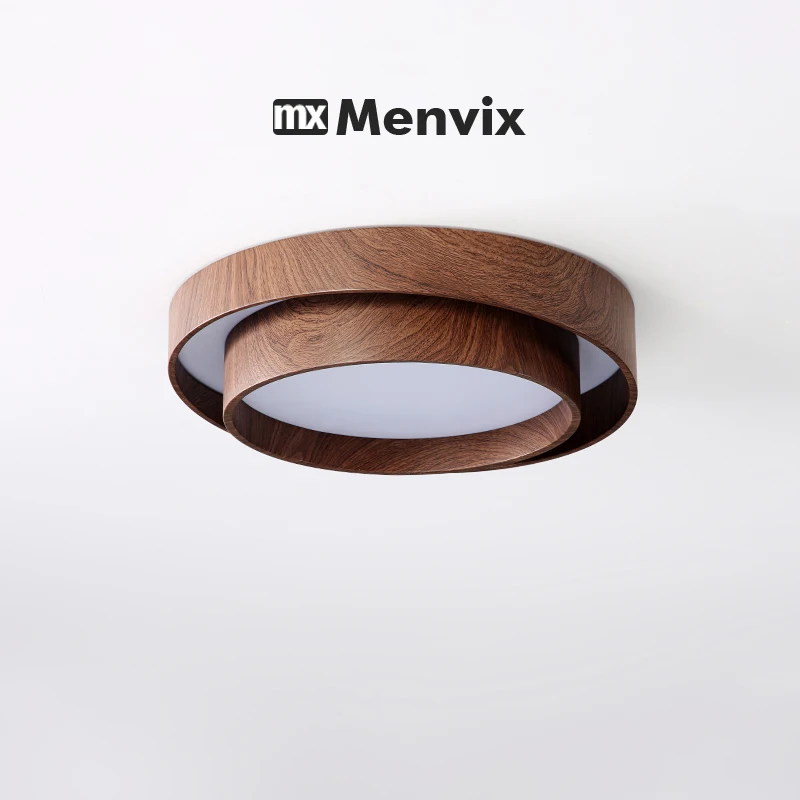 Menvix Nordic Walnut Wood LED Ceiling Chandelier for Living Dining Room Balcony Bedroom Lamp Home Decor Indoor Lighting Fixture
