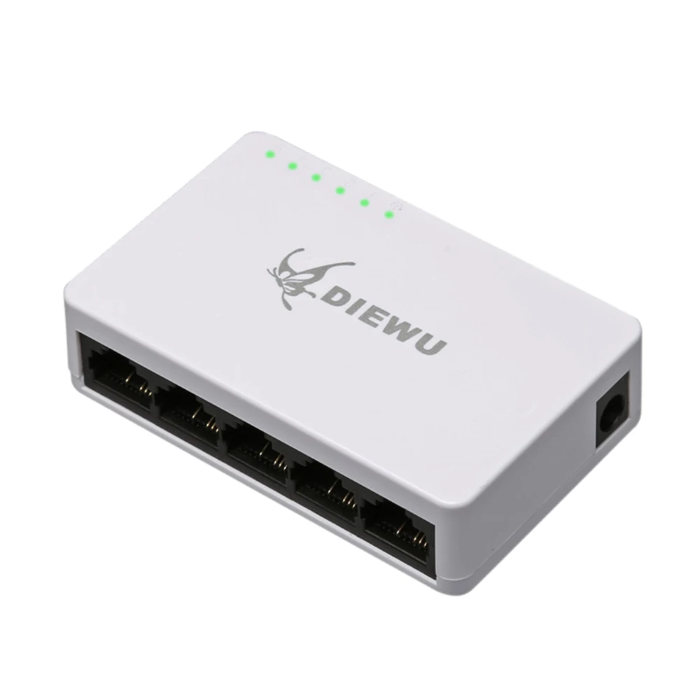 2 шт. DIEWU производитель белый корпус 5 портов RJ45 мегабитный 10/100 Мбит/с Ethernet Lan коммутатор