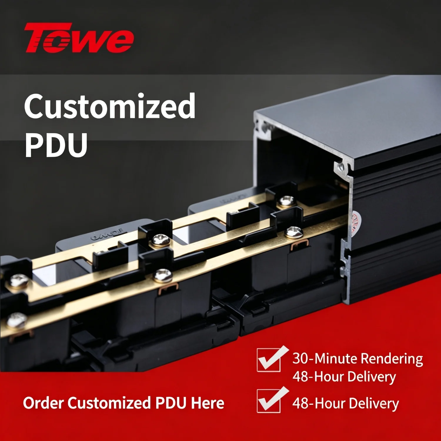 TOWE Hybrid IEC Rack PDU 32A 8000W 2 C19 + 8 C13 Power Distribution Unit Terminal Block Input for AI Server Data Center Cabinet