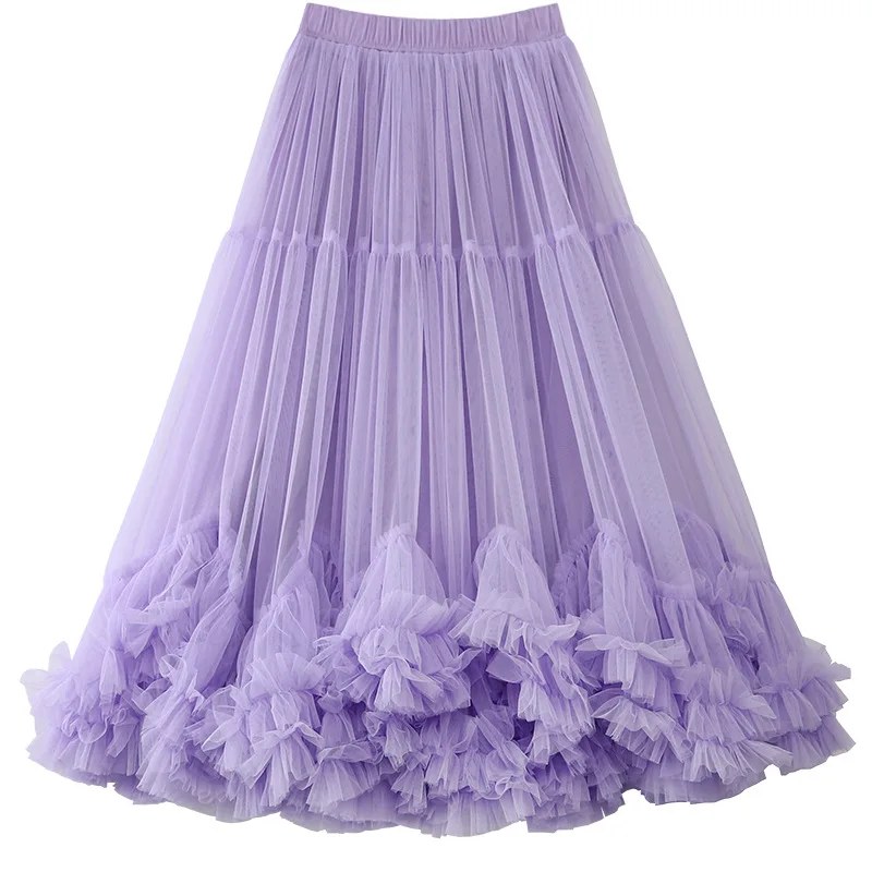 

Super Large Chiffon Skirt, Sweet Mushroom Lace, Large Swing Design, Fashionable Fluffy Skirt