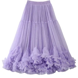 Super Large Chiffon Skirt, Sweet Mushroom Lace, Large Swing Design, Fashionable Fluffy Skirt