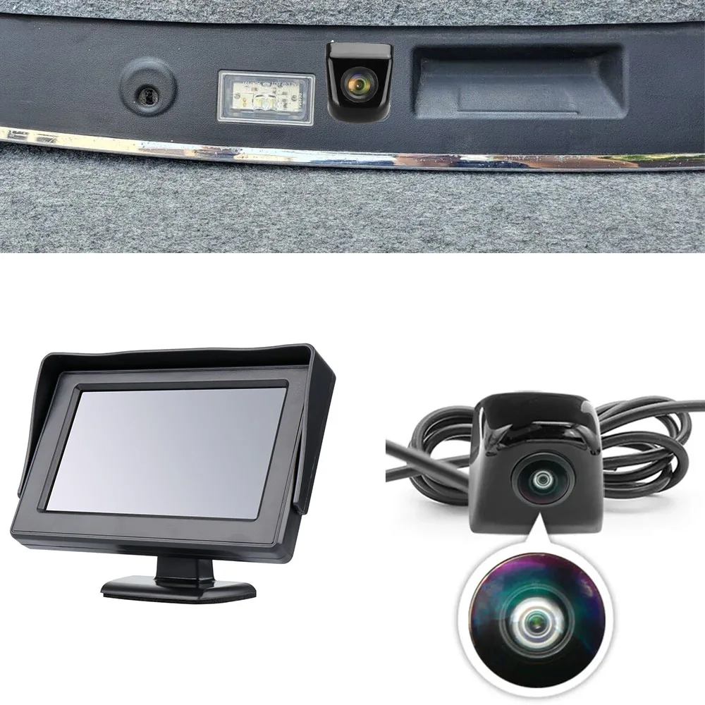 HD-Rückfahrkamera + 4,3-Zoll-Monitor für BMW 7er 740d 740e 745Le Alpina B7 N63R N74B F01 F02 F03 F04 G11 G12 725d 750i M760Li 750d