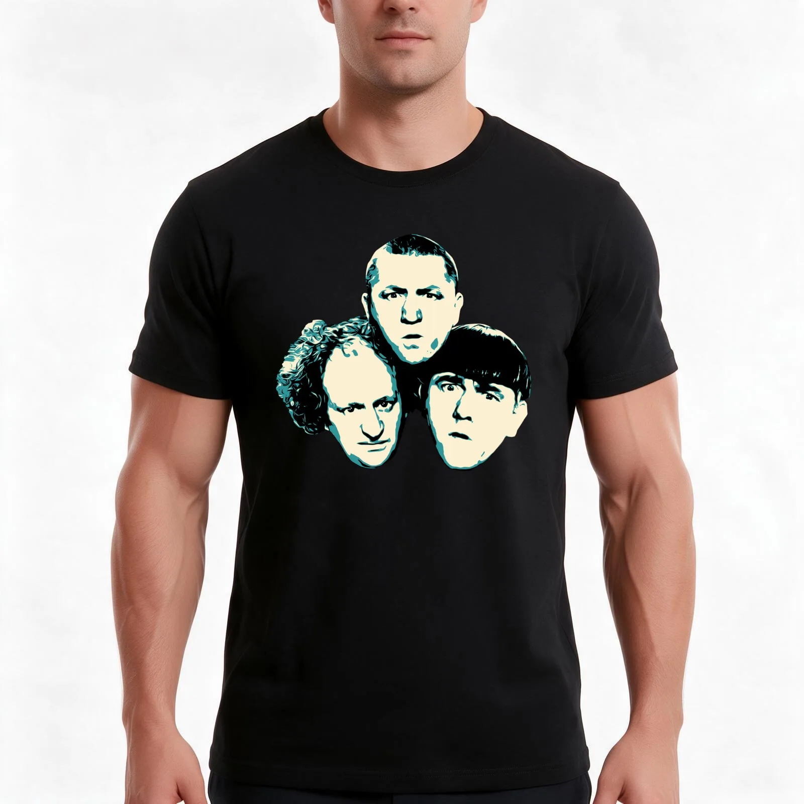 Larry, Curly and Moe T-Shirt, Summer Casual Cotton Tee, Oversized Streetwear Tops, Vintage Graphic Print, Loose Fit Short Sleeve