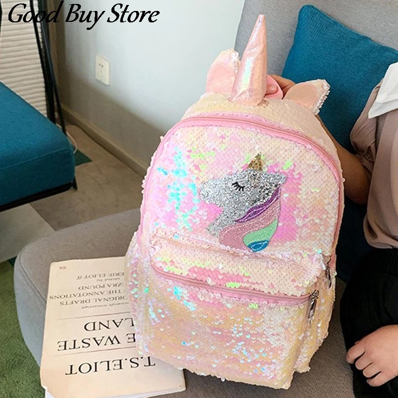 Unicorn Shiny Sequins Satchel Student Large Capacity ookbag Pink School Bag Children School Backpacks Gift Teenager Mochilas