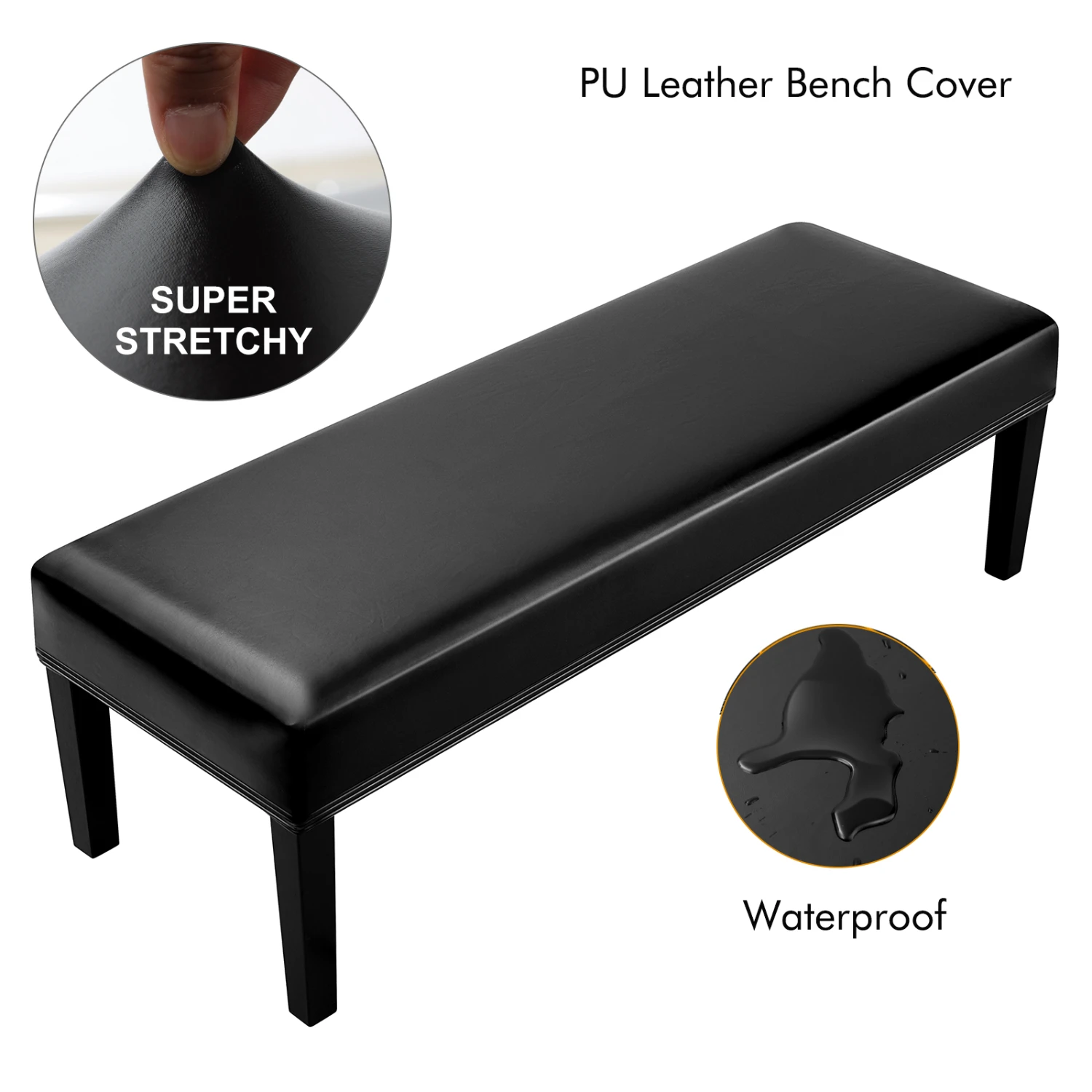 Stretchable, Waterproof, and Elegant PU Leather Bench Covers - Stylish and Removable Protection for Kitchen, Dining Room, and Li