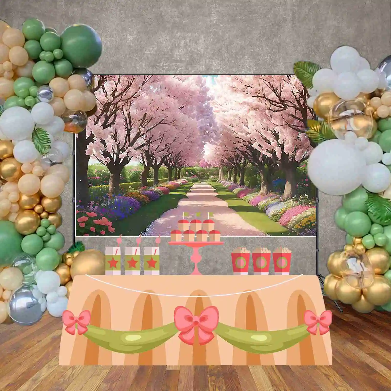 MOON.QG Birthday Party Backdrop Photography Fairy Tale Garden Wonderland Photocall Background Children Studio Photobooth Props