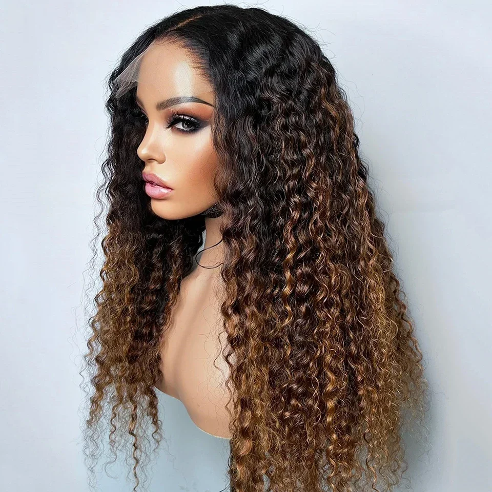 Peruca de Renda Frontal Longa de 26 Polegadas, Densidade 180, Castanho Natural, Lisa e Crespa, Pré-arrancada, Sem Cola, para Mulheres, Sintética