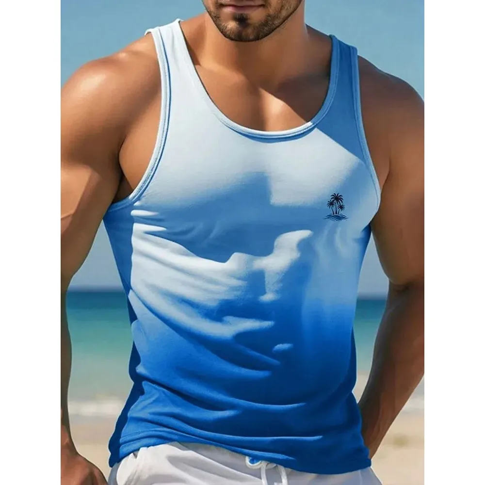 قميص صيفي جديد بدون أكمام للرجال بطباعة ثلاثية الأبعاد، نمط هاواي، تصميم فضفاض، سترة محبوكة، اتجاه شبابي، مجموعة الخريف