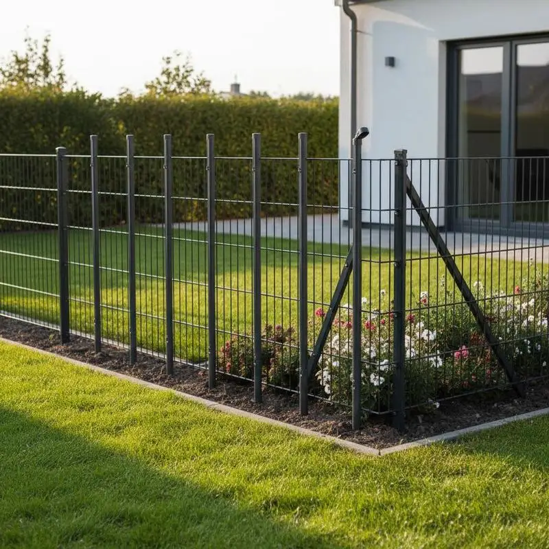 Graue Zaunpfosten 7-teilig Lackierter Stahl 110x3,2 cm Außenbereich Garten