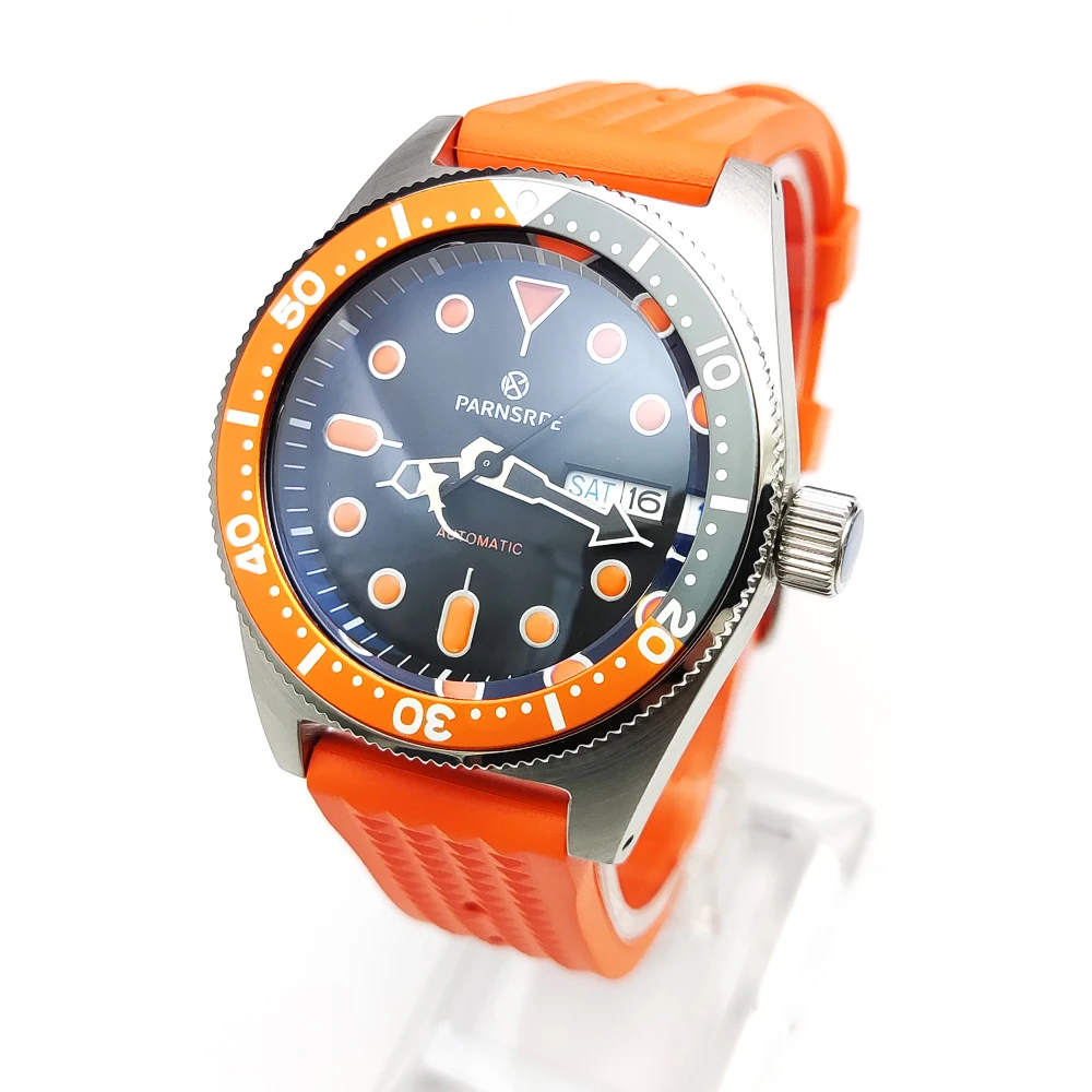 Parnsrpe - Luxury 38mm Men's Watch NH35A AR Film Sapphire Crystal Aseptic Dial Orange Diving Watch
