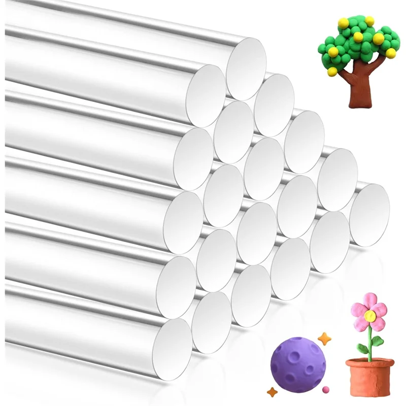 

A25F-пластиковый роликовый штифт 6,5-дюймовая круглая трубка для акриловой глины, 20 шт., инструменты из полимерной глины для создания ручной работы своими руками