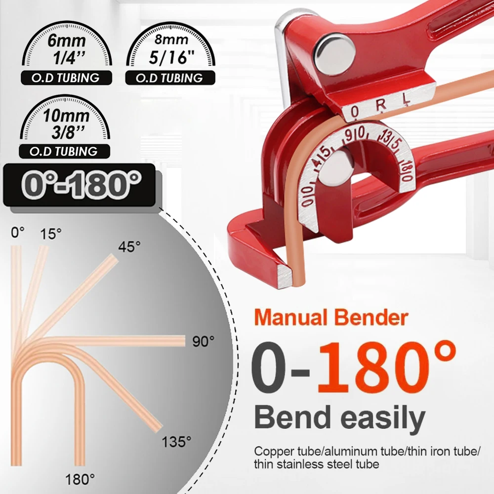 3-in-1 파이프 벤더 도구, 90-180도 튜브 벤딩 머신, 6mm/8mm/10mm 연료 브레이크 파이프용, 가정용 DIY 수공구