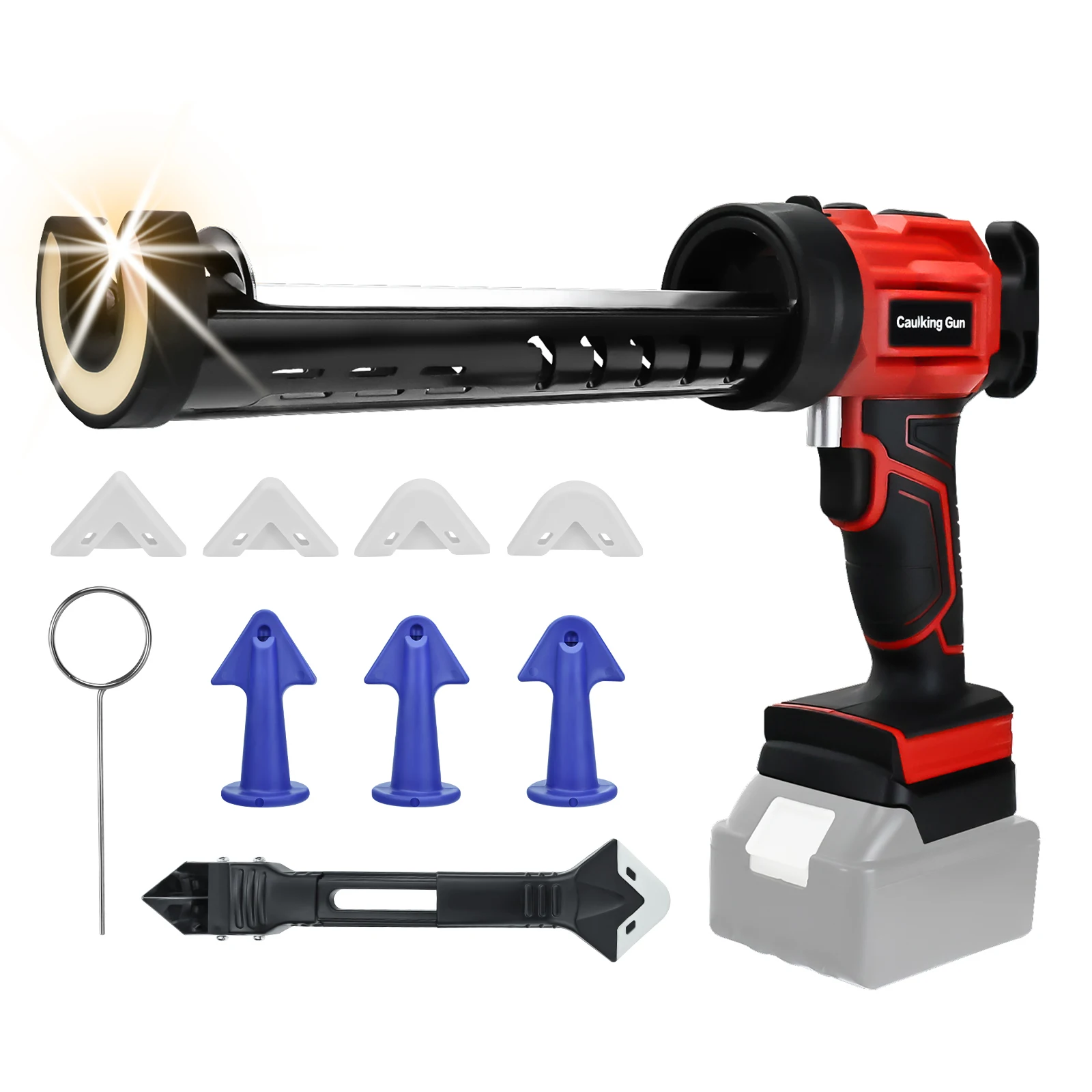 

Cordless Caulking Gun 10Oz/300ml Electric Silicone Gun 4 Adjustable Speeds with LED Light for Makita 18V Battery (No Battery)