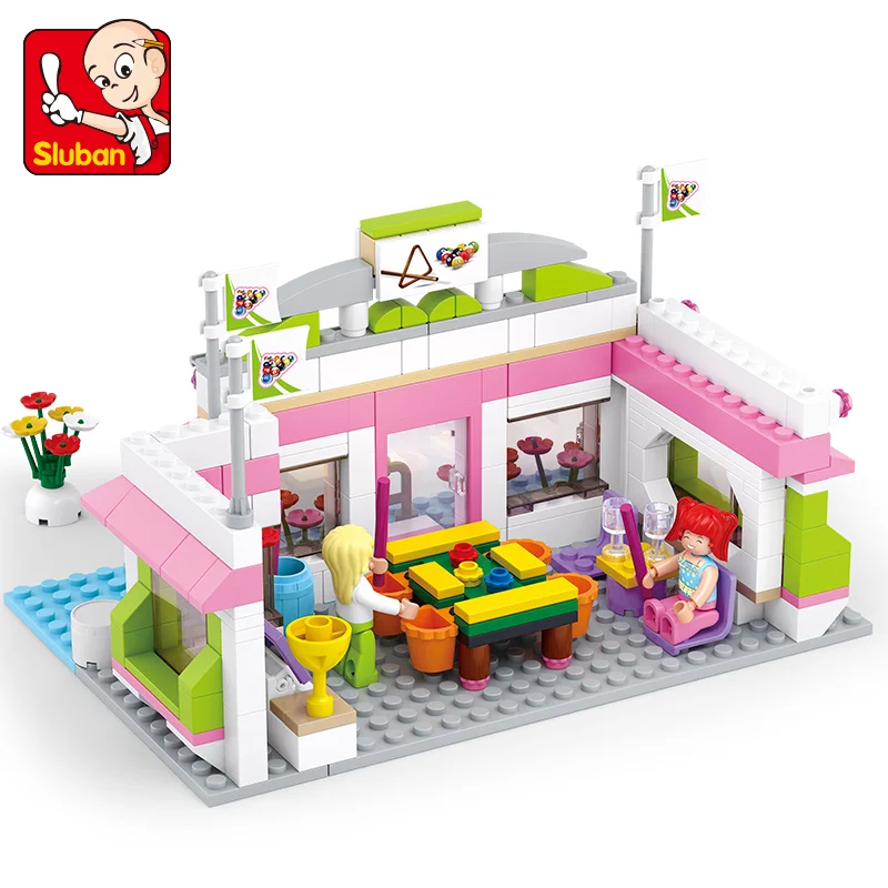 Sluban Building Block Toys Girls Dream Pink B0527 Snooker Club 289PCS Bricks Compatible With Leading Brands Construction Kits