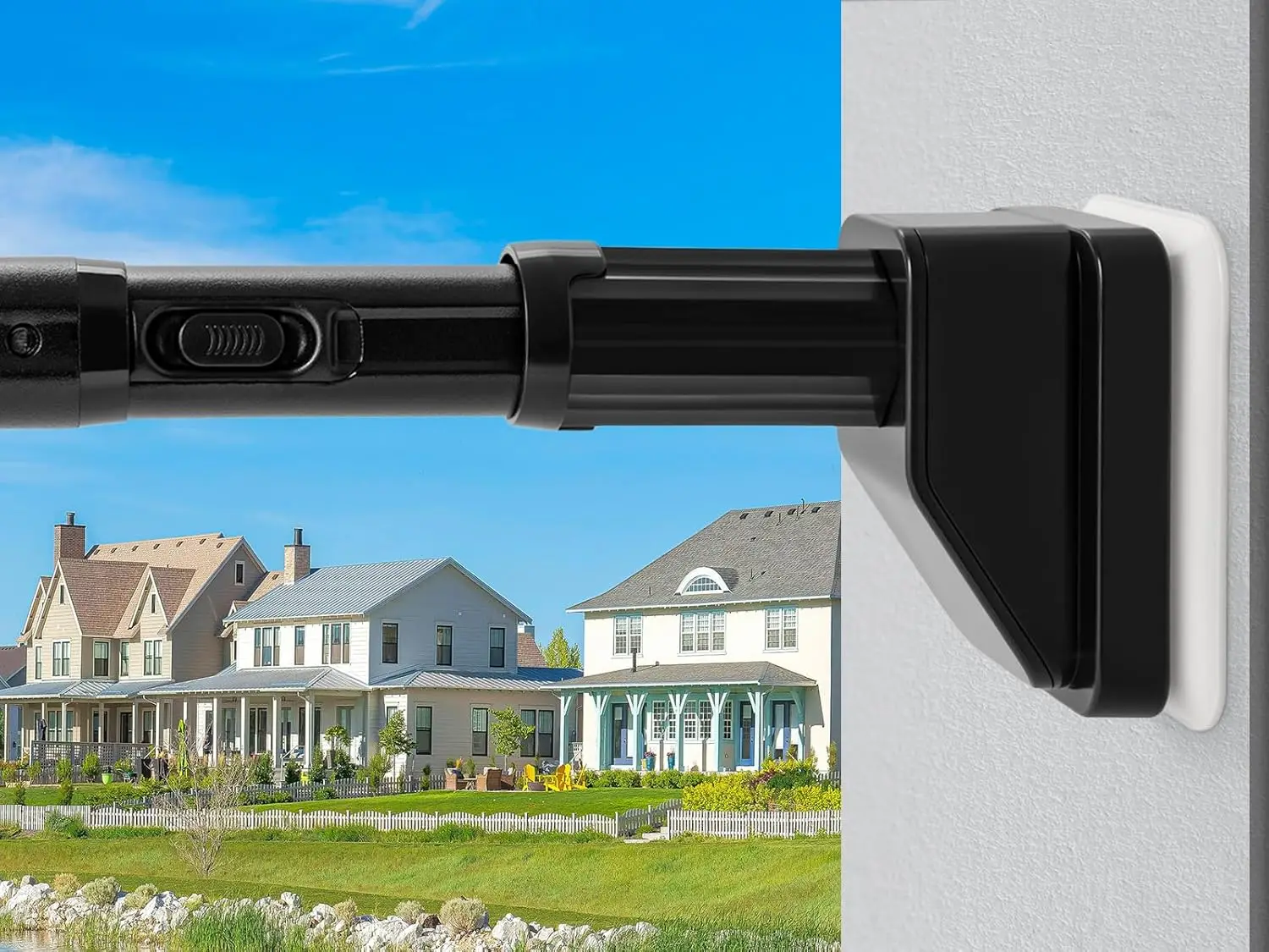 

Adjustable Tension Shower Curtain Rod, 59-87 Inch, No-Drill Heavy Duty with Diamond Grip, Rustproof Black Bathroom Rod