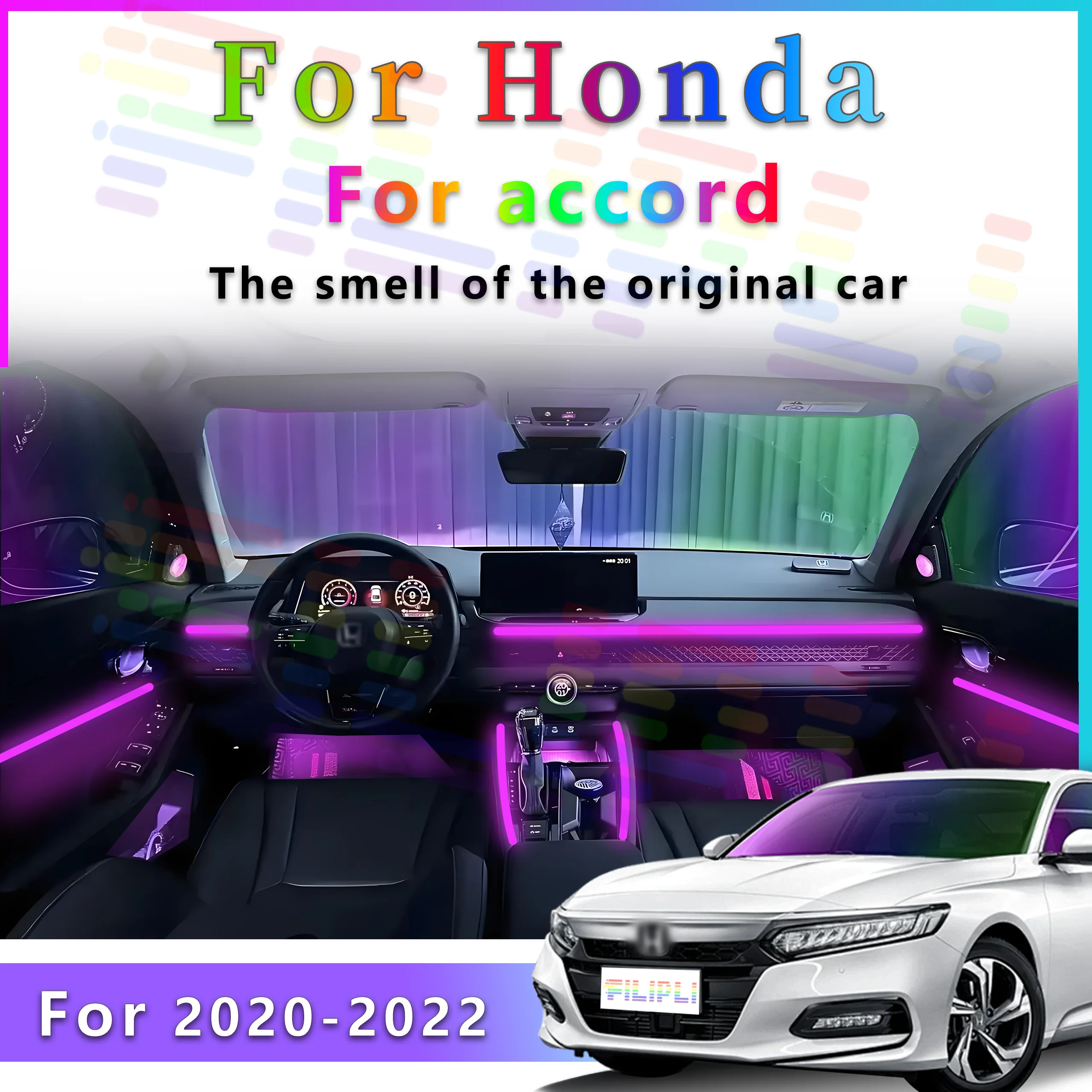 

FILIPLI For Honda Accord Decoration Atmosphere Lamp 64s RGB Symphony car Ambient door Light Interior LED decoration Strip
