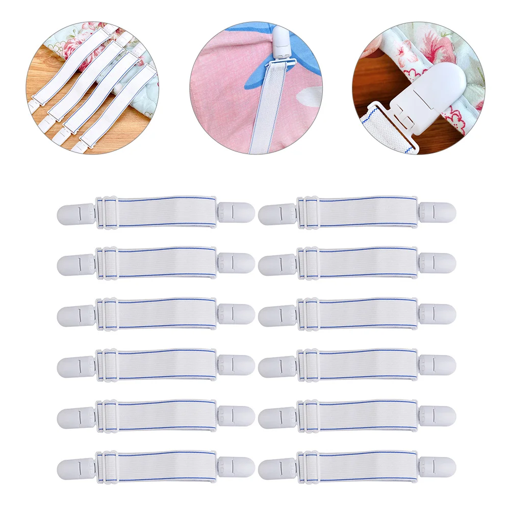

12pcs Bed Sheet Straps Wider Elastic Grippers for Fitted Flat Sheets Mattress Pads Blankets Quilts Holders Fasteners Clips