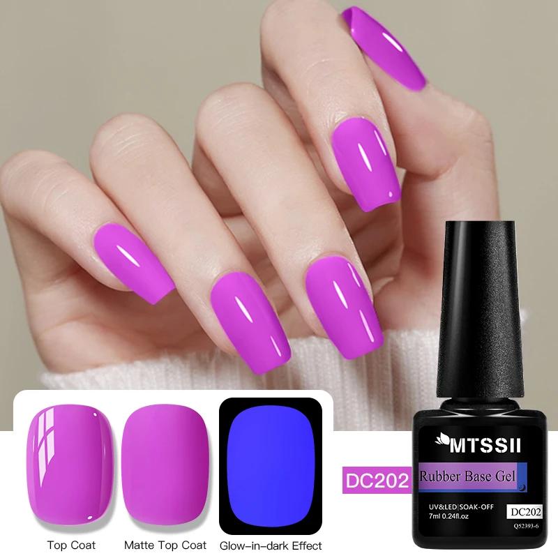 

7ml 2 in 1 Luminous Rubber Base Gel Gel Nail Gel Polish Glow In the Dark Purple Blue Pink Nails Candy Color Semi Permanent Nail