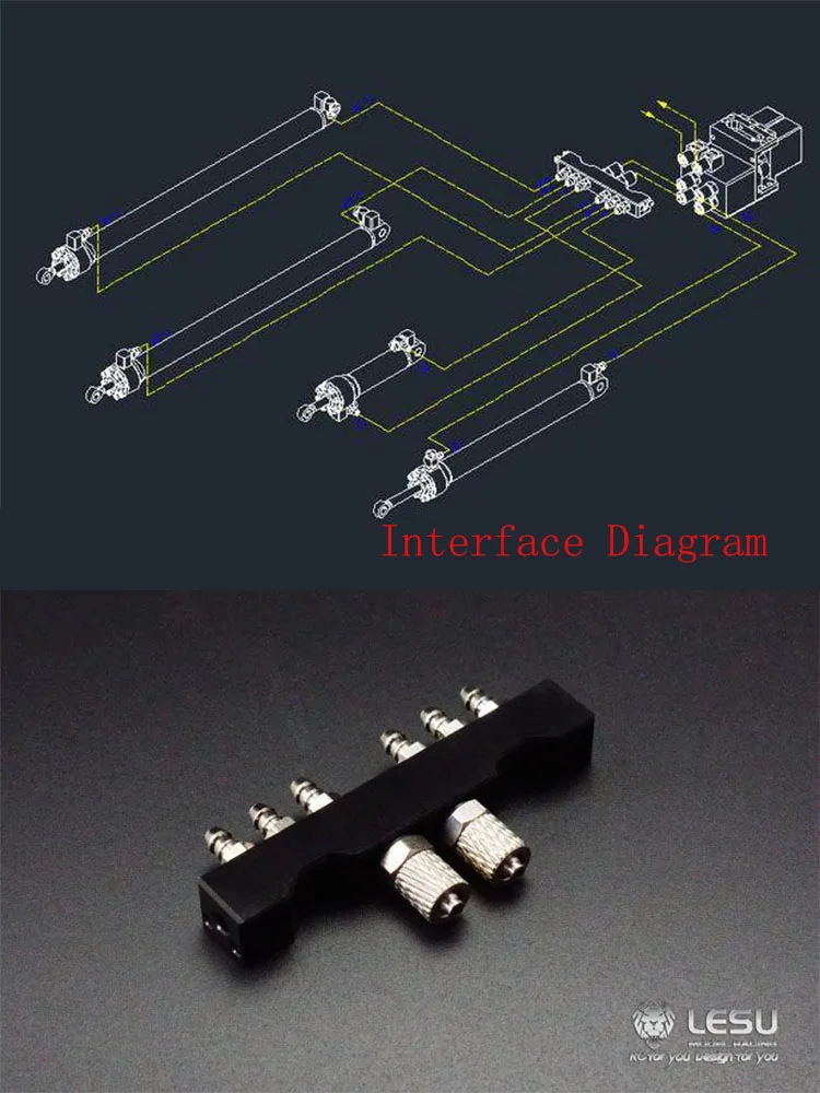 LESU Y-1507 1/14 Roll-off Truck Diverter Four-way Connector Diverter Valve for Hydraulic Model System Modification Accessories